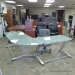 Contemporary Frosted Glass and Metal L Suite Desk